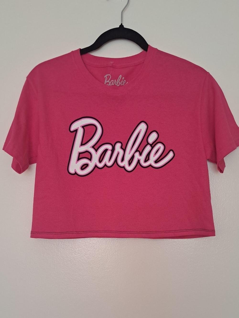 Barbie Hot Pink Logo Crop Tee